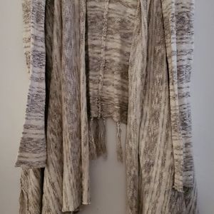 Boho Open Fringe Cardigan w Hood